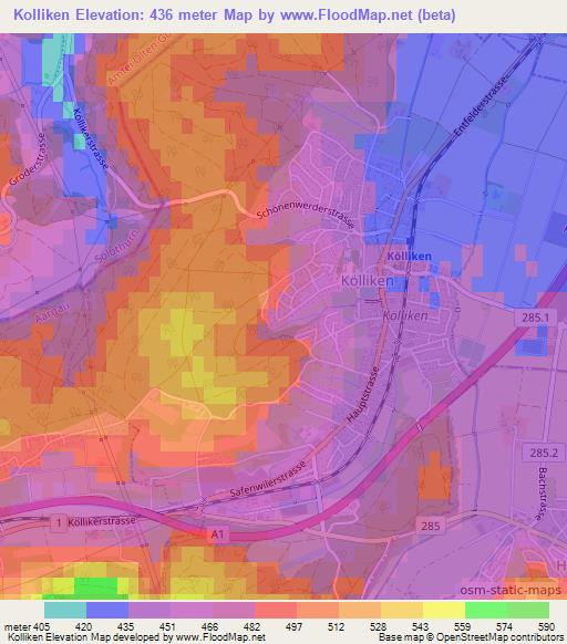 Kolliken,Switzerland Elevation Map