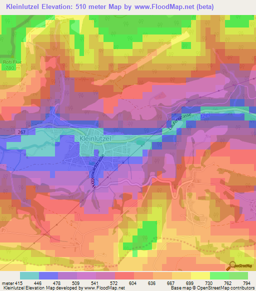 Kleinlutzel,Switzerland Elevation Map