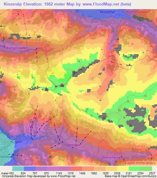 Kinzeralp,Switzerland Elevation Map