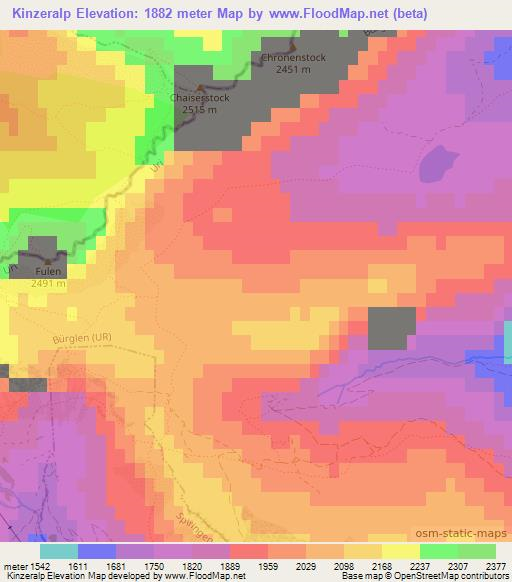 Kinzeralp,Switzerland Elevation Map