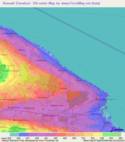 Kesswil,Switzerland Elevation Map