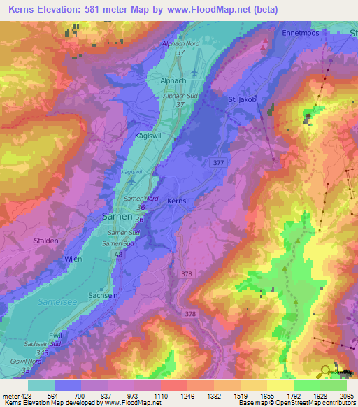 Kerns,Switzerland Elevation Map