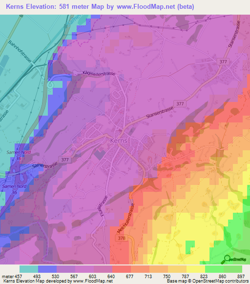 Kerns,Switzerland Elevation Map