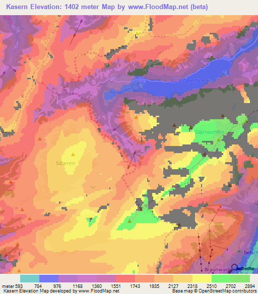Kasern,Switzerland Elevation Map