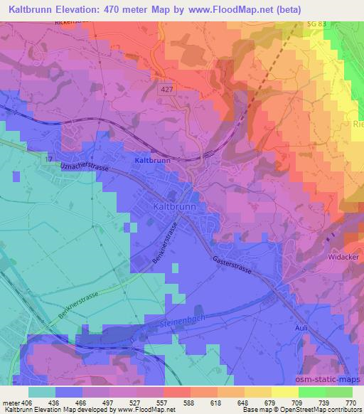 Kaltbrunn,Switzerland Elevation Map