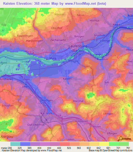 Kaisten,Switzerland Elevation Map