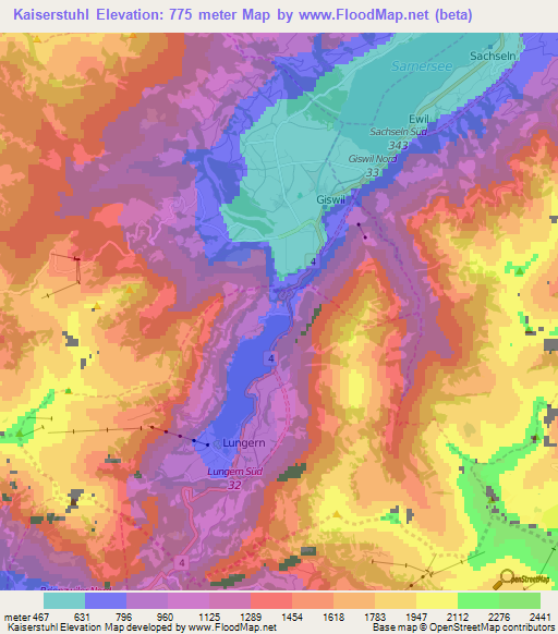 Kaiserstuhl,Switzerland Elevation Map