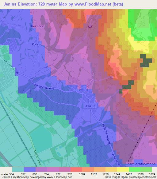 Jenins,Switzerland Elevation Map