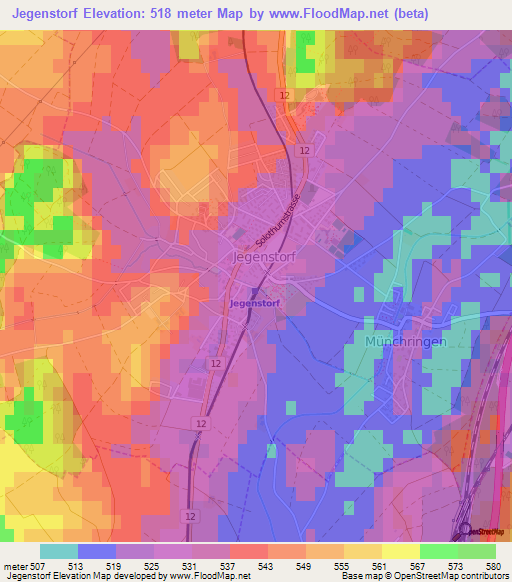 Jegenstorf,Switzerland Elevation Map