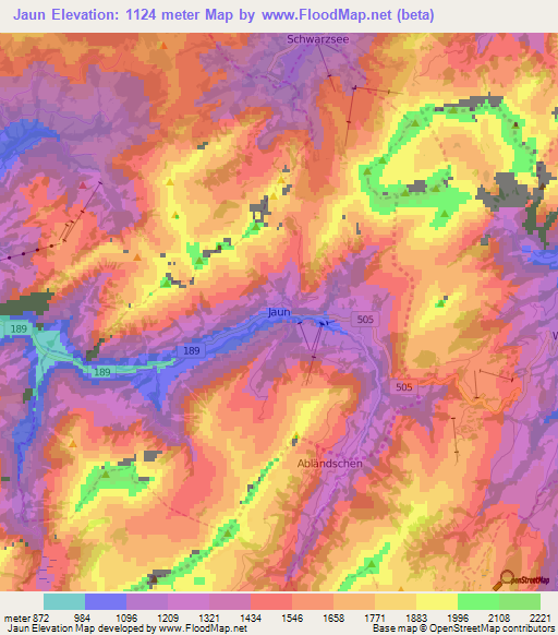 Jaun,Switzerland Elevation Map