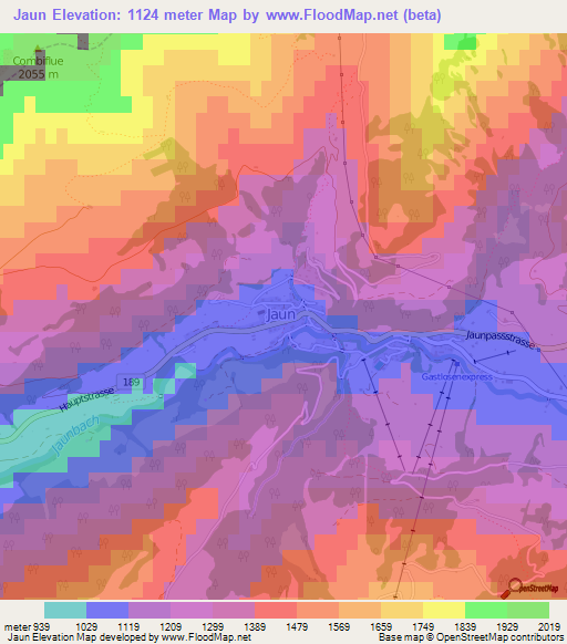 Jaun,Switzerland Elevation Map