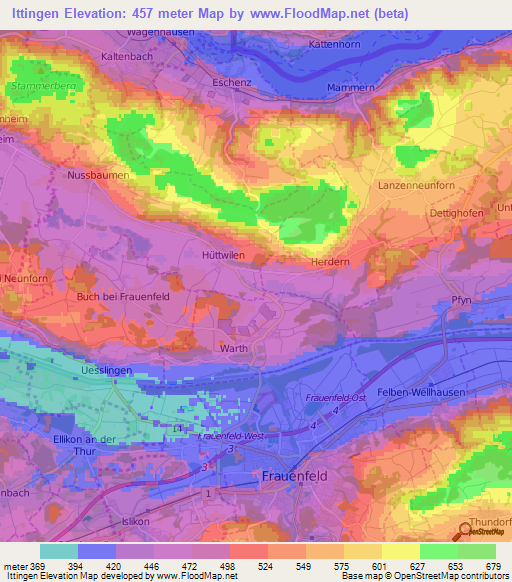 Ittingen,Switzerland Elevation Map