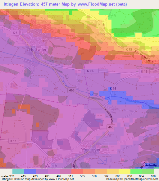 Ittingen,Switzerland Elevation Map