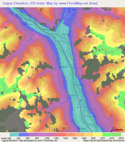 Iragna,Switzerland Elevation Map