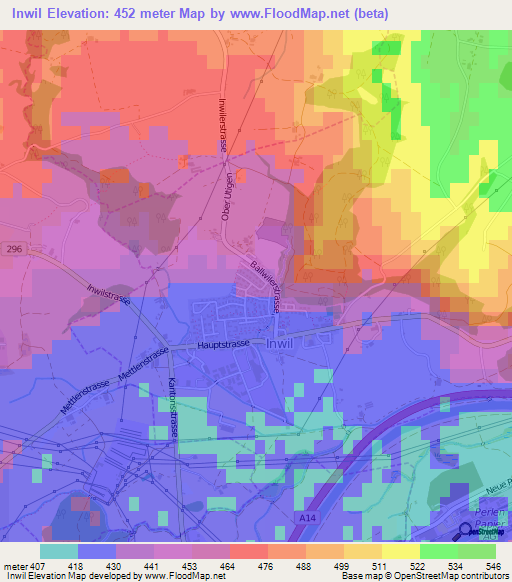 Inwil,Switzerland Elevation Map