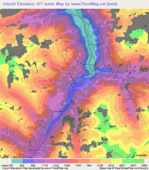 Intschi,Switzerland Elevation Map