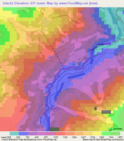 Intschi,Switzerland Elevation Map