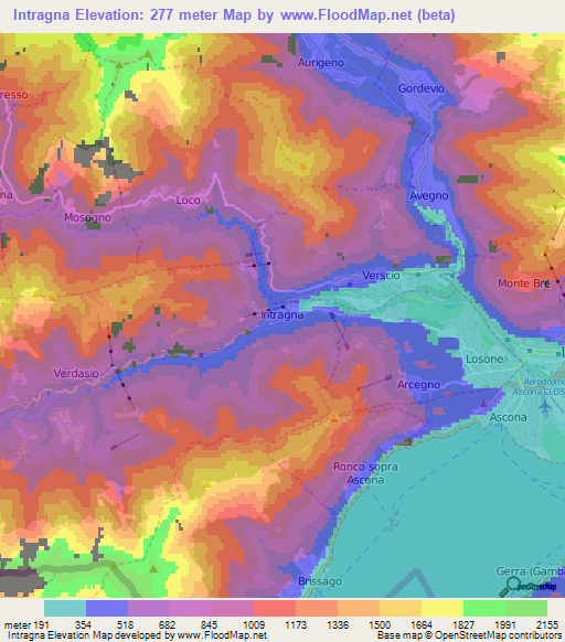 Intragna,Switzerland Elevation Map