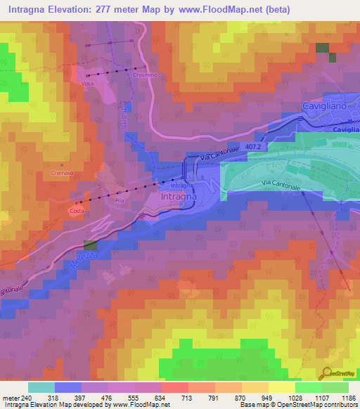 Intragna,Switzerland Elevation Map