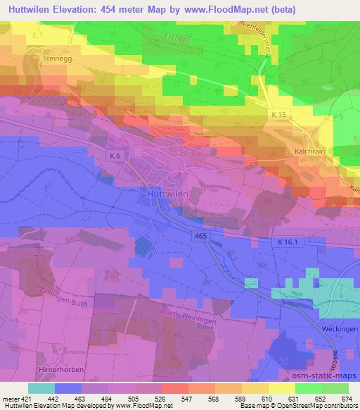 Huttwilen,Switzerland Elevation Map