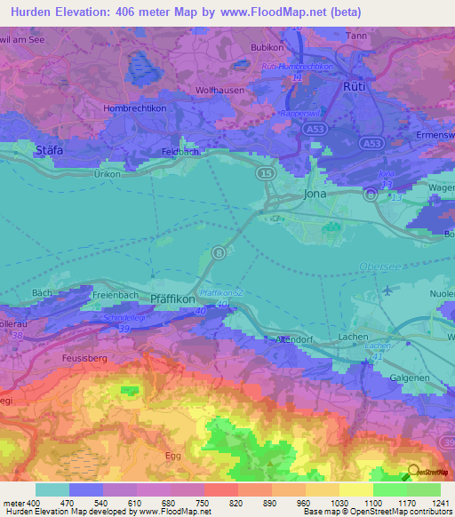 Hurden,Switzerland Elevation Map