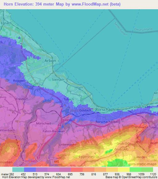 Horn,Switzerland Elevation Map