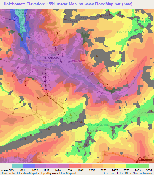 Holzhostatt,Switzerland Elevation Map