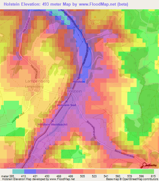 Holstein,Switzerland Elevation Map