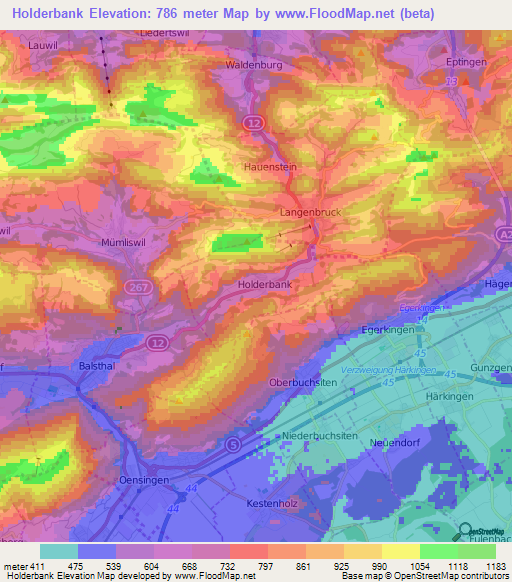 Holderbank,Switzerland Elevation Map