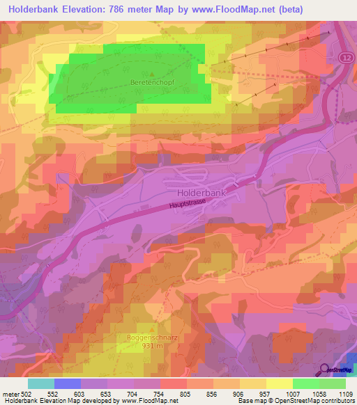 Holderbank,Switzerland Elevation Map