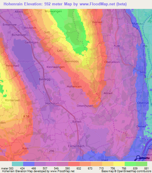 Hohenrain,Switzerland Elevation Map