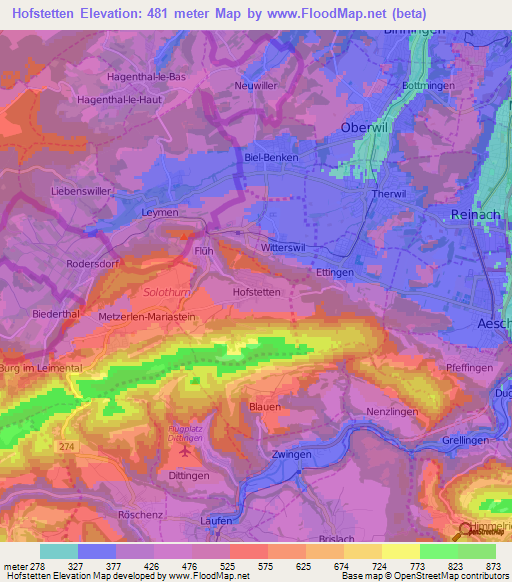 Hofstetten,Switzerland Elevation Map