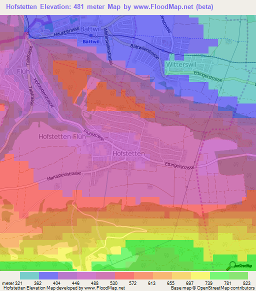 Hofstetten,Switzerland Elevation Map