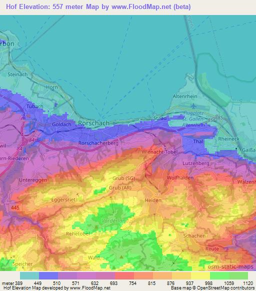 Hof,Switzerland Elevation Map