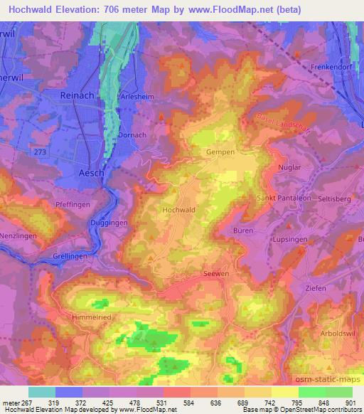 Hochwald,Switzerland Elevation Map