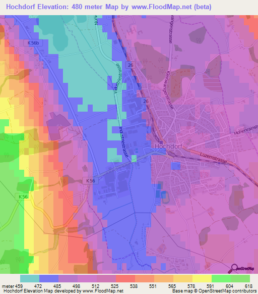 Hochdorf,Switzerland Elevation Map