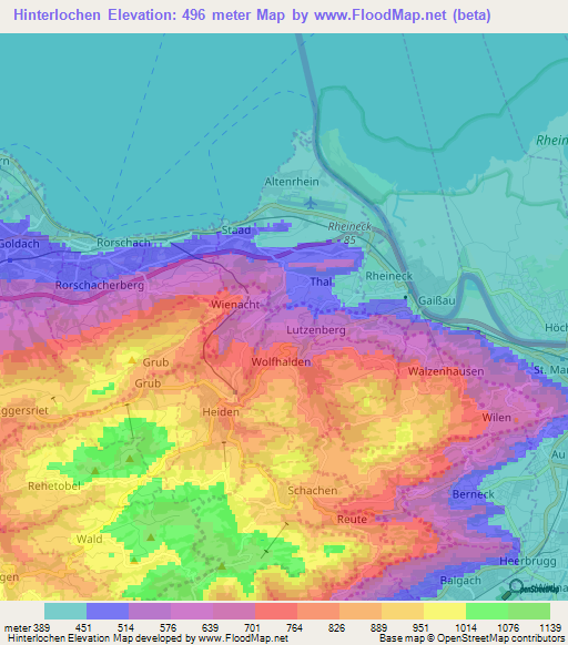 Hinterlochen,Switzerland Elevation Map