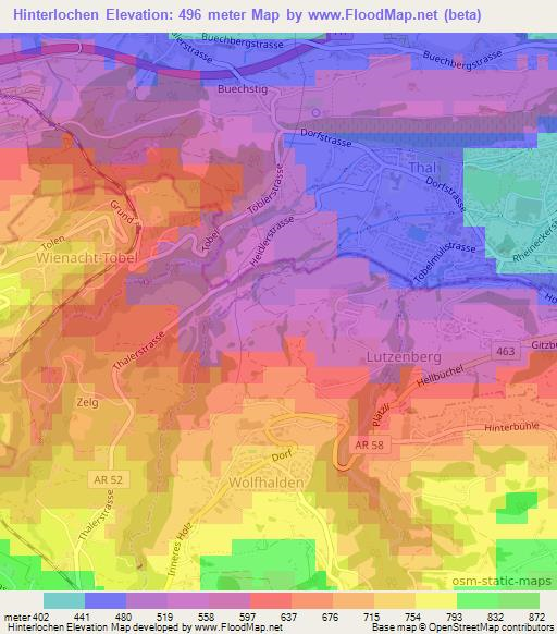 Hinterlochen,Switzerland Elevation Map