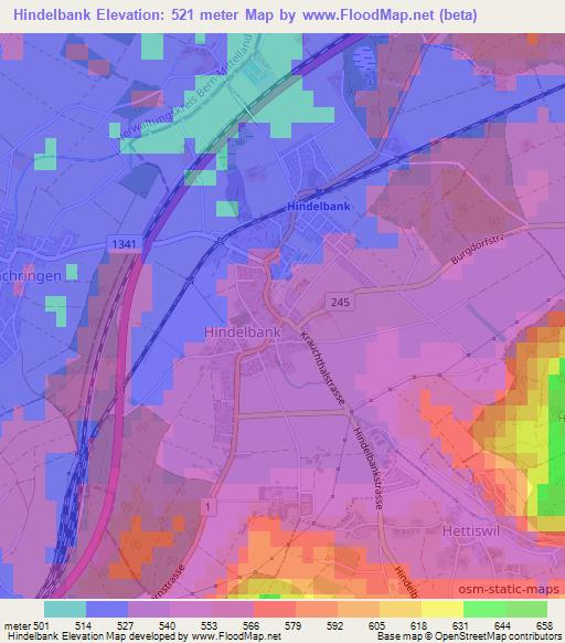Hindelbank,Switzerland Elevation Map