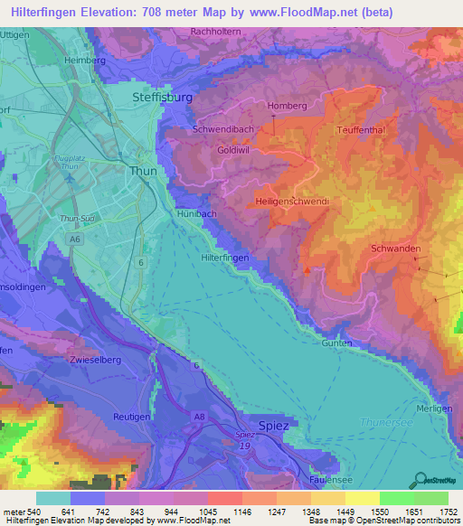 Hilterfingen,Switzerland Elevation Map