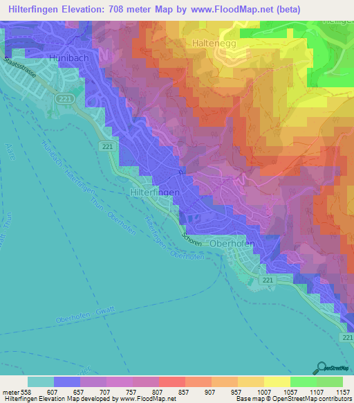 Hilterfingen,Switzerland Elevation Map