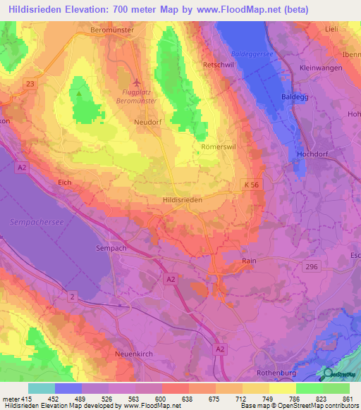 Hildisrieden,Switzerland Elevation Map