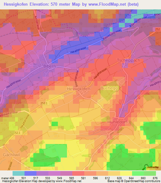 Hessigkofen,Switzerland Elevation Map