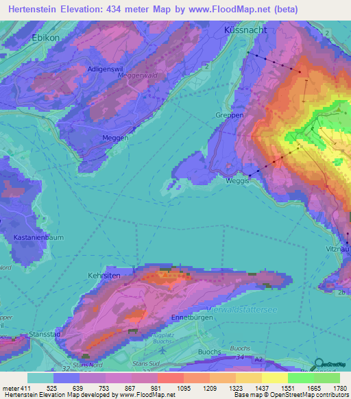 Hertenstein,Switzerland Elevation Map