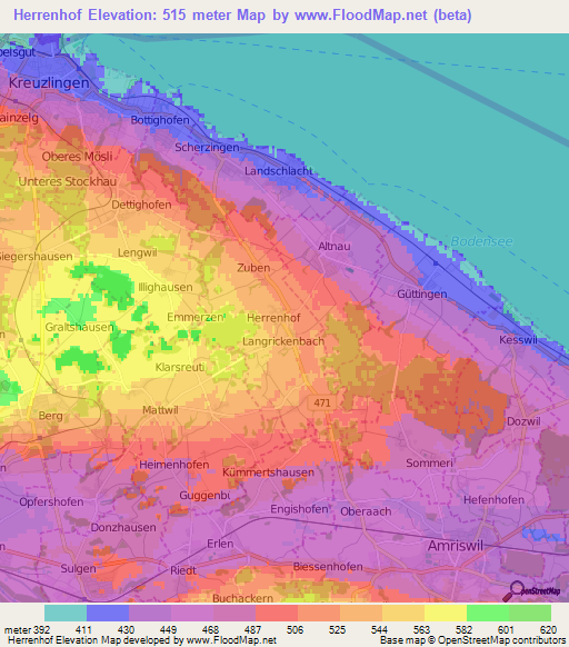 Herrenhof,Switzerland Elevation Map