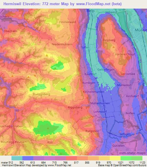 Hermiswil,Switzerland Elevation Map