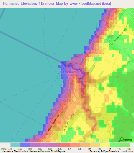 Hermance,Switzerland Elevation Map