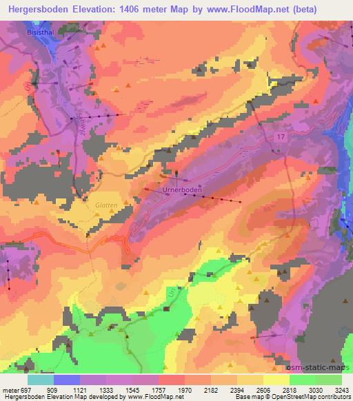 Hergersboden,Switzerland Elevation Map