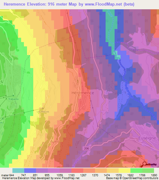 Heremence,Switzerland Elevation Map