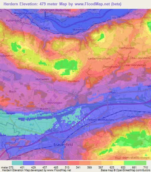 Herdern,Switzerland Elevation Map